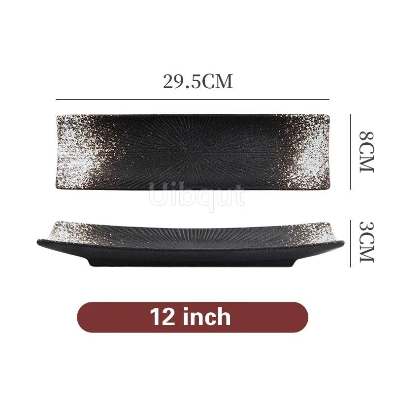 Rectangular sashimi plate Cold dish Ceramic disc Vintage restaurant Special long plate for Japanese sushi Cooking creative plate