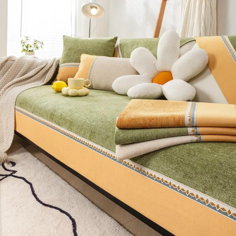 Funda de Algodón para Sofá de Sala de Estar Protección Antiarañazos de Mascotas Funda para Sofá Funda de Cojín para Sofá de Lino Cojín Universal Antideslizante para Sofá