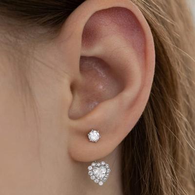 (925 Silver) Dewey Heart Ear Jacket Earrings EC3171