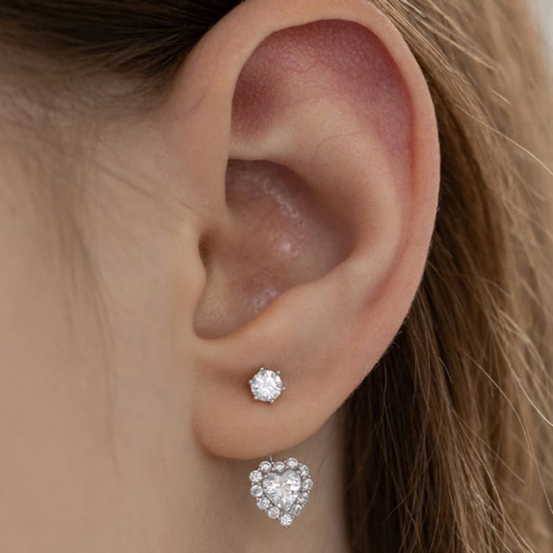 Tatiana (925 Silver) Dewey Heart Ear Jacket Earrings EC3171