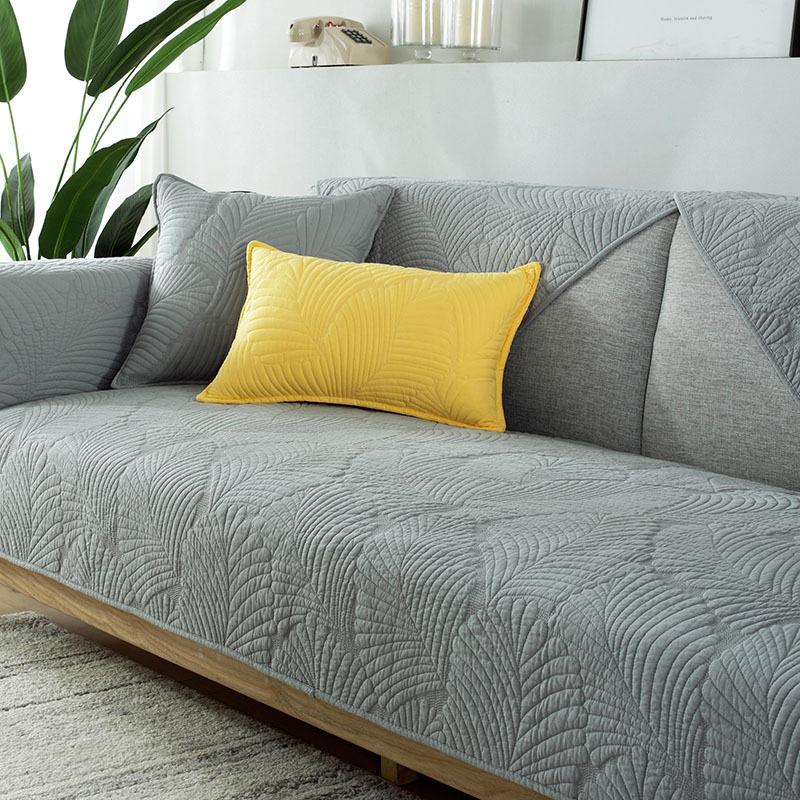 Nordischer Einfacher Einfarbiger Sofakissenbezug Universell für Alle Jahreszeiten, Rutschfester Baumwoll-Sitzkissenbezug aus Reiner Baumwolle, Einfaches Modernes Sofabezug-Handtuch