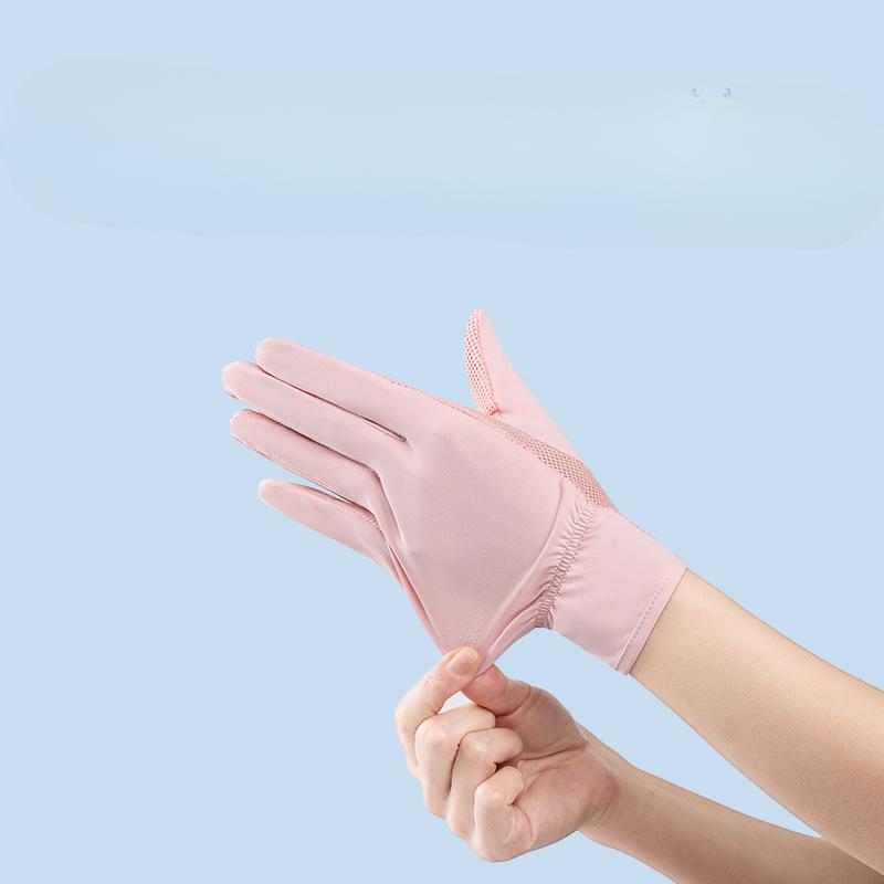 Breathable Ice Silk Sunscreen Gloves for Women with Thin High Elastic Driving Anti Slip  Anti UV Rays  Summer Cycling  Finger Touch Screen