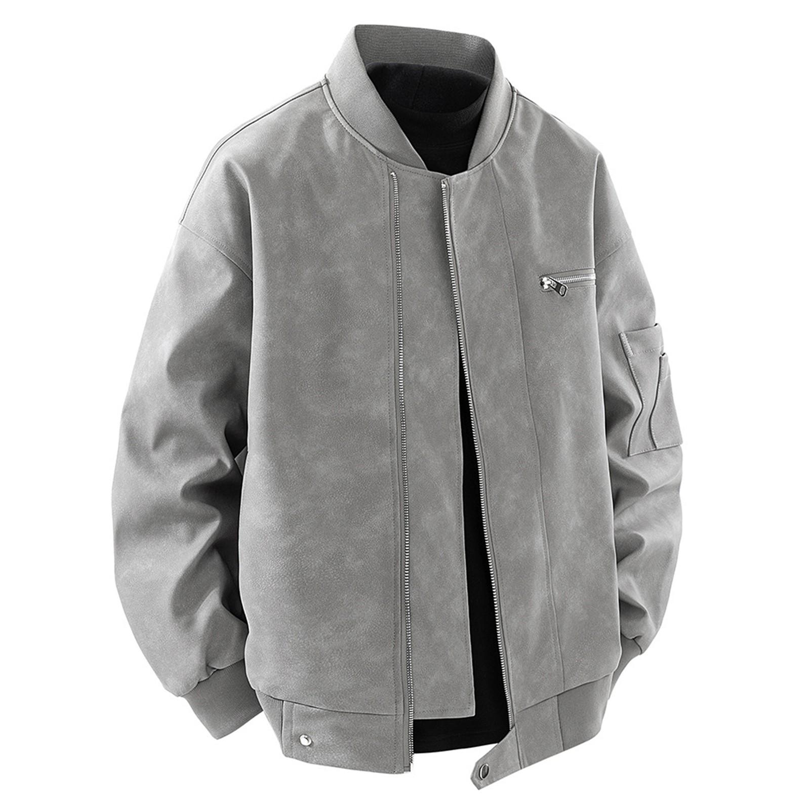 

Мужская весенне-осенняя рабочая куртка с воротником-стойкой и длинными рукавами, мужская повседневная модная рабочая одежда, юбка XL светло-серый