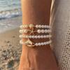 4PCS/Set French Pearl Bracelet for Women Summer Vacation Sea Star Shell Fish Tail Pendant Stacking Versatile Hand Jewelry