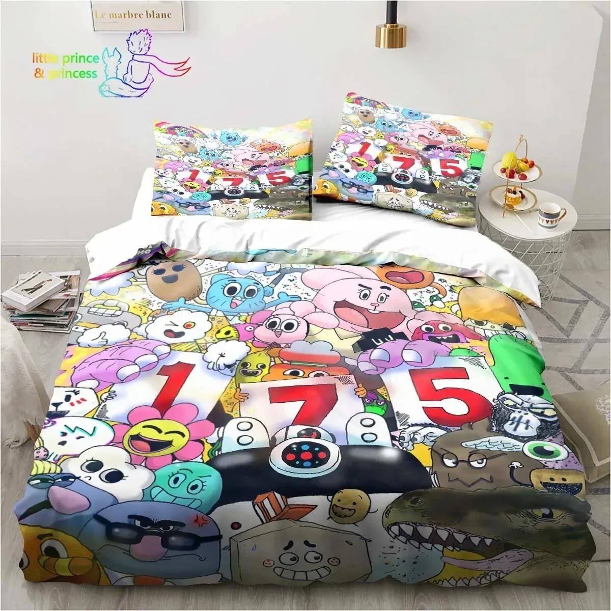 

Amazing World Gumball 3D Printed Комплект постільної білизни Single Twin Full Queen Size Bed Set Adult Kid Bedroom Spaling Set US Queen 228x228cm