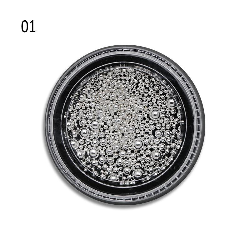 Nail Art Steel Beads Ornament Set: Gold, Silver, Rose Gold, Gunmetal & Black Caviar Beads