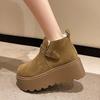 Muffin thick-soled heightening velvet bread shoes 2025 winter ugly big-headed snow boots Birkenstock cotton shoes women's