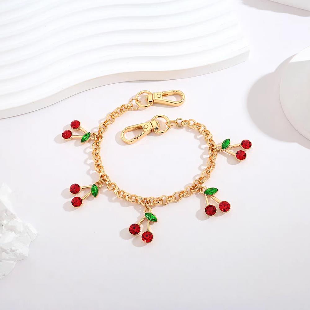 HOT Cherry Strawberry Pendant Girl's Bag Charms Sweet Layered Metal Chain Accessories For HandbagsTote Hanging Ornaments 2025