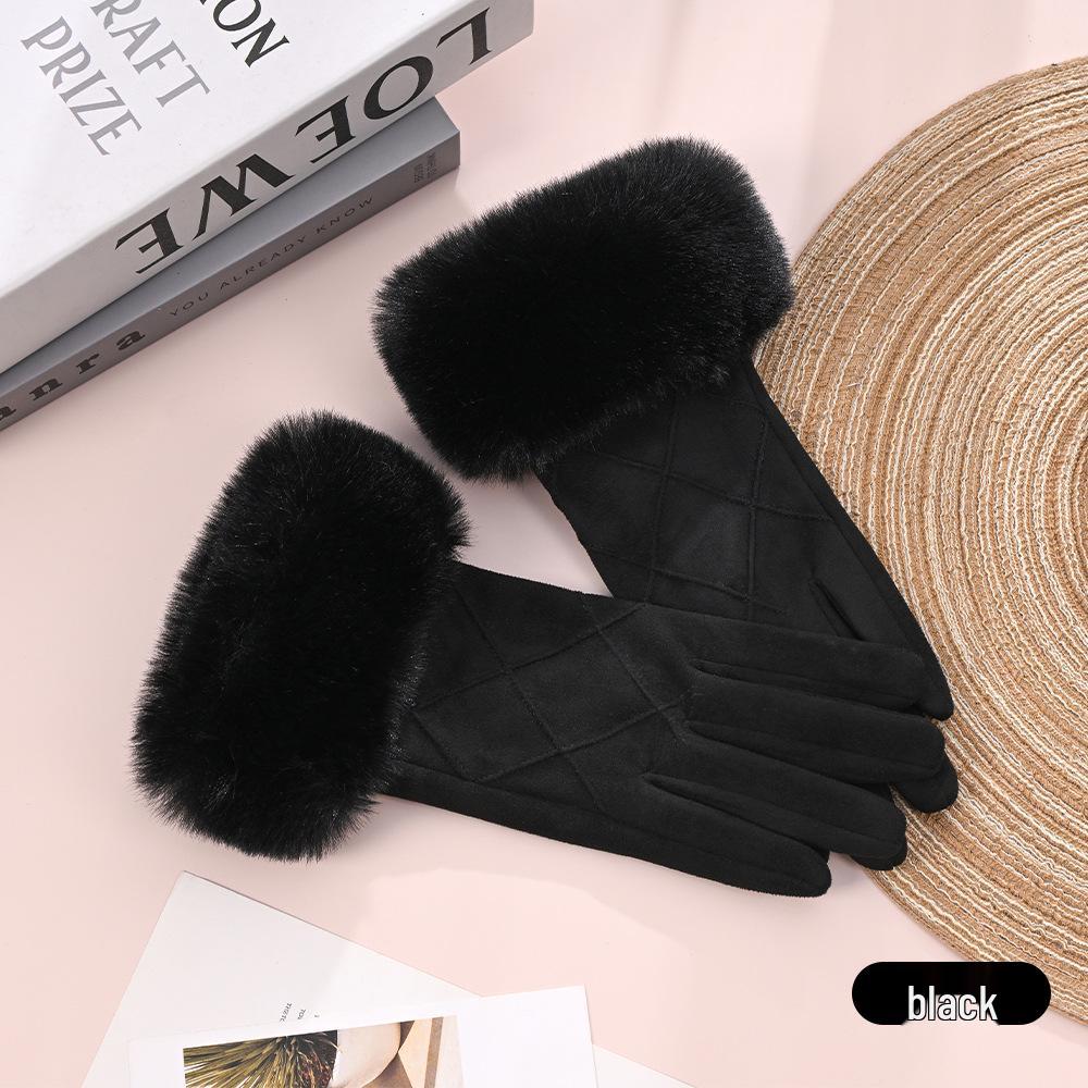 Women's Suede Velvet Bowknot Touchscreen Gloves - Warm & Cozy for Autumn/Winter