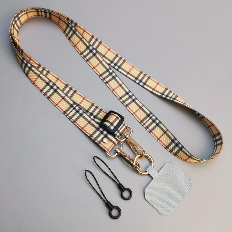 

Colorful messenger strap, mobile phone lanyard clip, women s lanyard, canvas pattern, mobile phone chain, extended neck, adjustable [classic plaid]