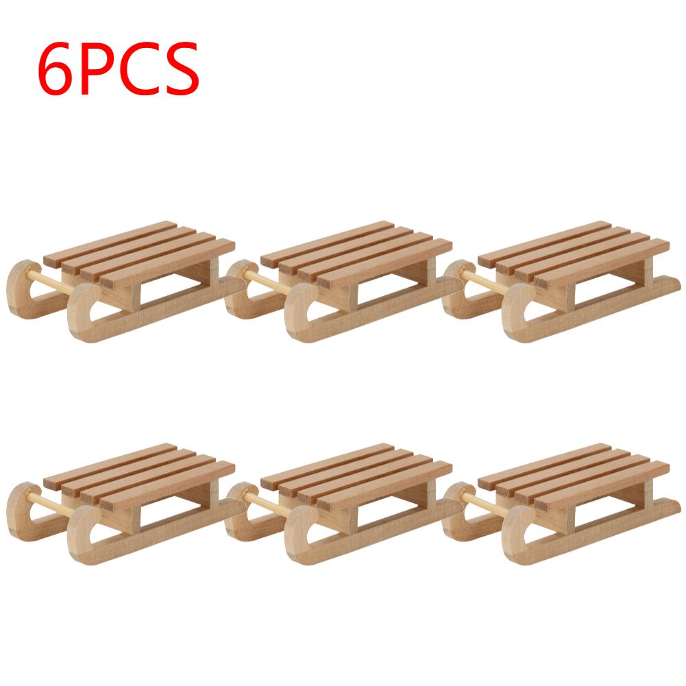 Mini Simulation Snow Sled Handmade 1/12 Wooden Sleigh Desktop Craft Home Decor Crafts Snow Sled Ornament Odorless for Doll House