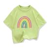 Baby Girl Summer White Clothes Kid Girls Casual Rainbow Printed Tshirts Children Fashion Crew Neck Short Sleeve Top