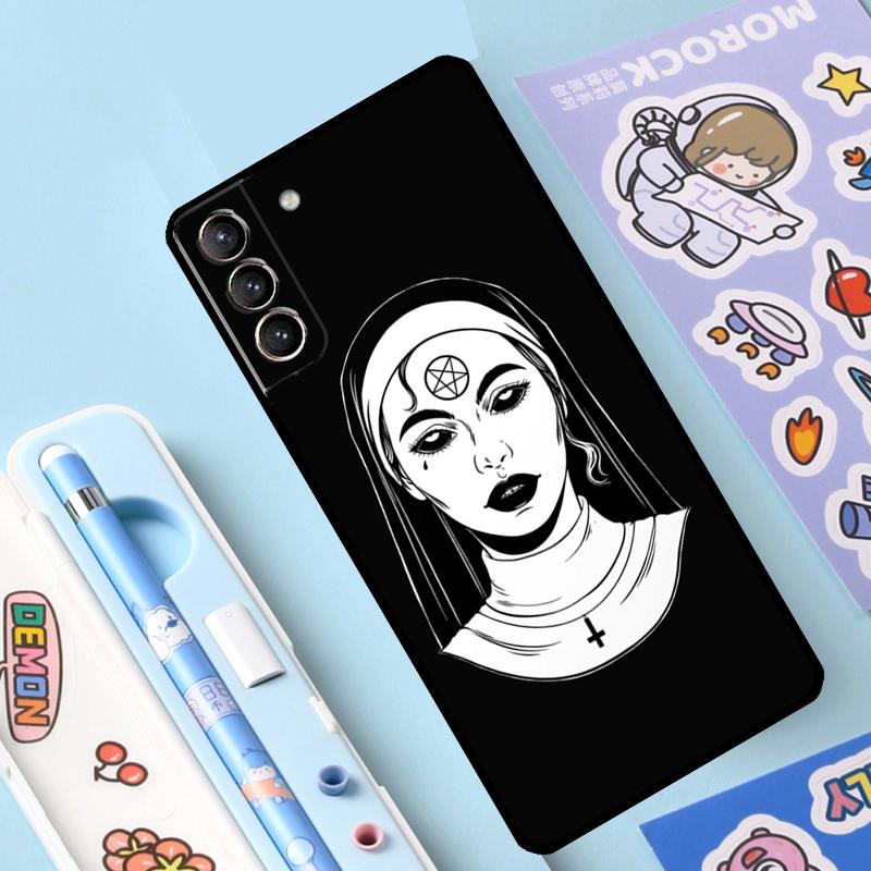 Satan Satanic Nun Cover For Samsung Galaxy S23 S21 FE S20 FE S22 Plus Note 20 Ultra Note 10 S8 S9 S10 Plus Case