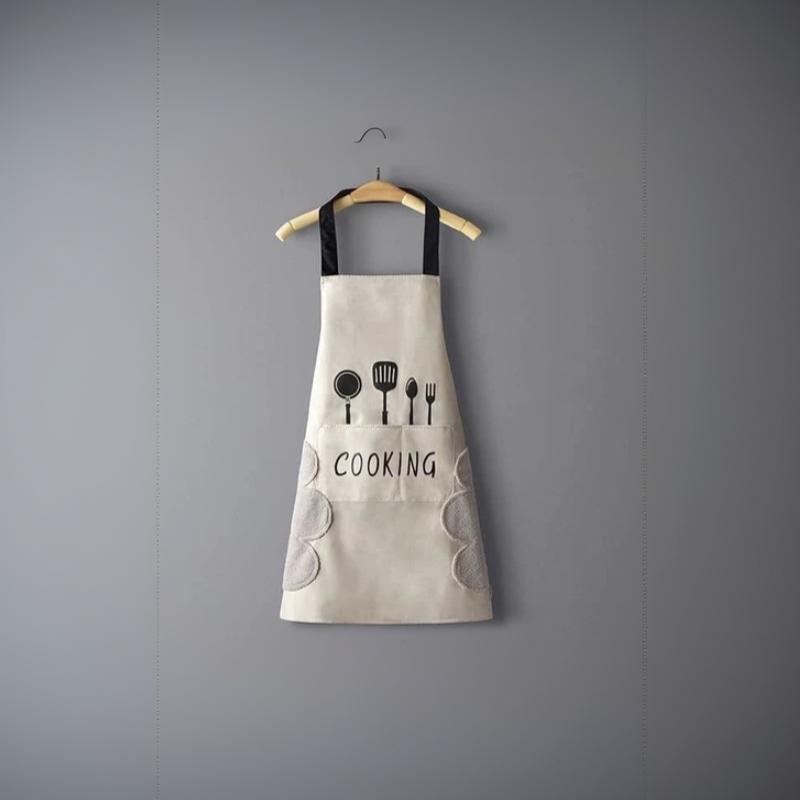 Waterproof Oil-Proof Kitchen Apron With Hand Towel, Stylish Couple Design Home Cooking Baking