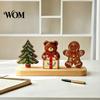 Small Wooden Holiday Decorations Christmas Tree Ornaments, Vintage Colorful Desktop Decoration, Rustic Wood Figurines Home Accents with Pine