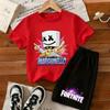 Fashion Cartoon Figure Fun Printed 11 Colors Kids T-shirt and Shorts 2 Piece Set Summer Home Outdoor Casual Outfit Boy and Girl's Sports Set
