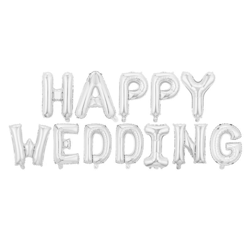 16 Inch Happy Wedding Alphabet Balloon Gold Silver Rose Gold Wedding Arrangement Decorative Balloon Set