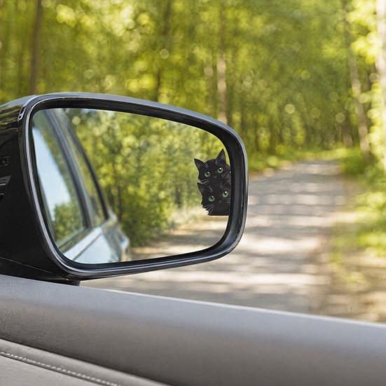 Yousheng Car Sticker, Waterproof PVC Self-adhesive No Trace Auto Decal, Black Cat Pattern Funny Sticker for Windows Mirrors Trunks Car