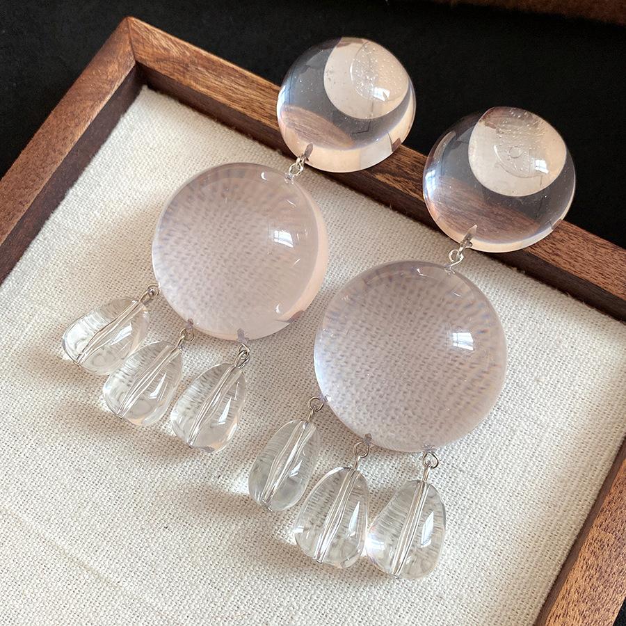 

Silver Needle Resin Transparent Round Pendant Earrings Individual Cold Wind Temperament Earrings Niche Premium Earrings