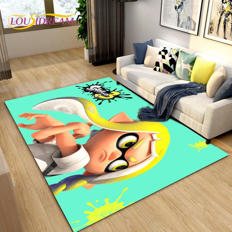 Splatoon,PC Game Gamer Cartoon Area Rug,Carpet Rug for Living Room Bedroom Sofa Doormat Decoration, Kids Play Non-slip Floor Mat
