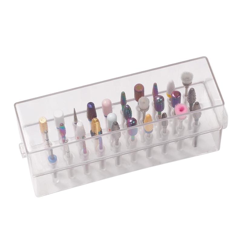Professional 30/48 Holes Nail Drill Bits Holder Box Manicure Polishing Grinding Drill Bit Holder Clear Storage Box