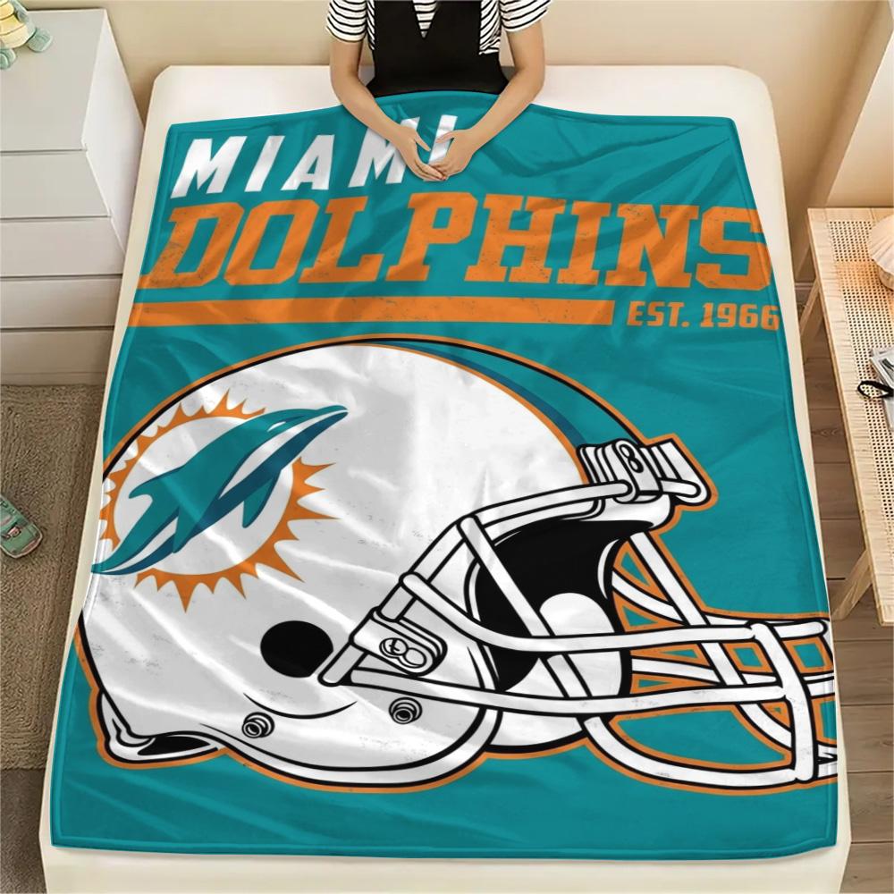 Miami Dolphins Print Flannel Blanket High Quality Warm Comfortable Cover for All Seasons Perfect for Gifts Home Decor