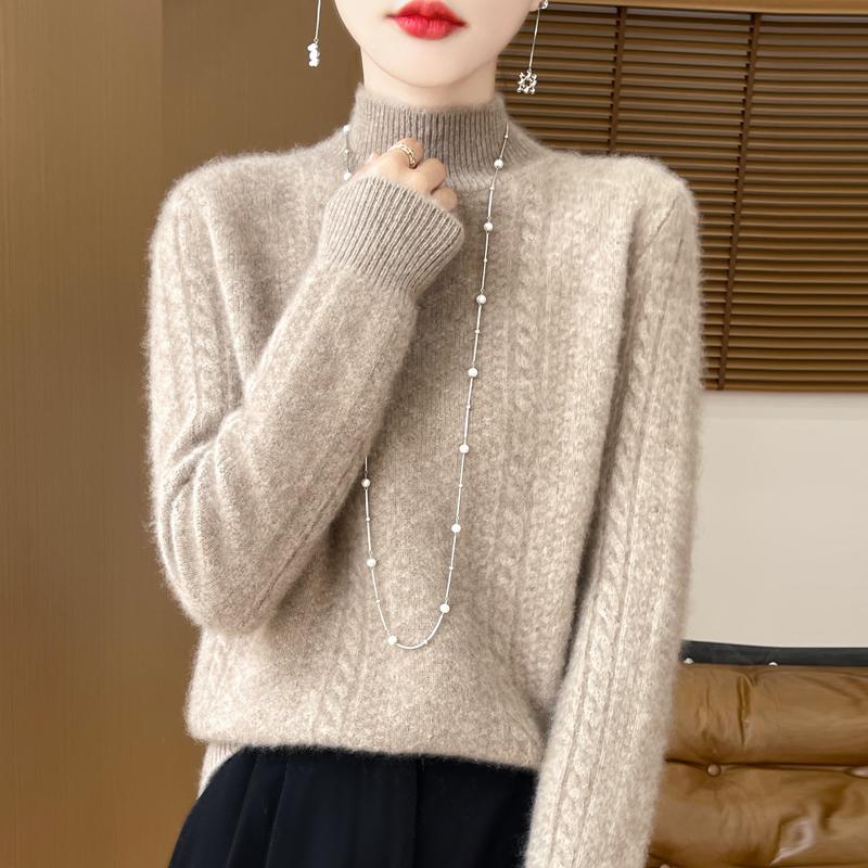 Women Sweater 100% Wool MODERN NEW SAGA Turtleneck Knit Pullover Thick Winter Jumpers Female Knit Tops