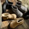 3656 Leather Snow Boots Women's Winter New Fashion Versatile Thickened Big Head Warm Short Boots Cotton Shoes