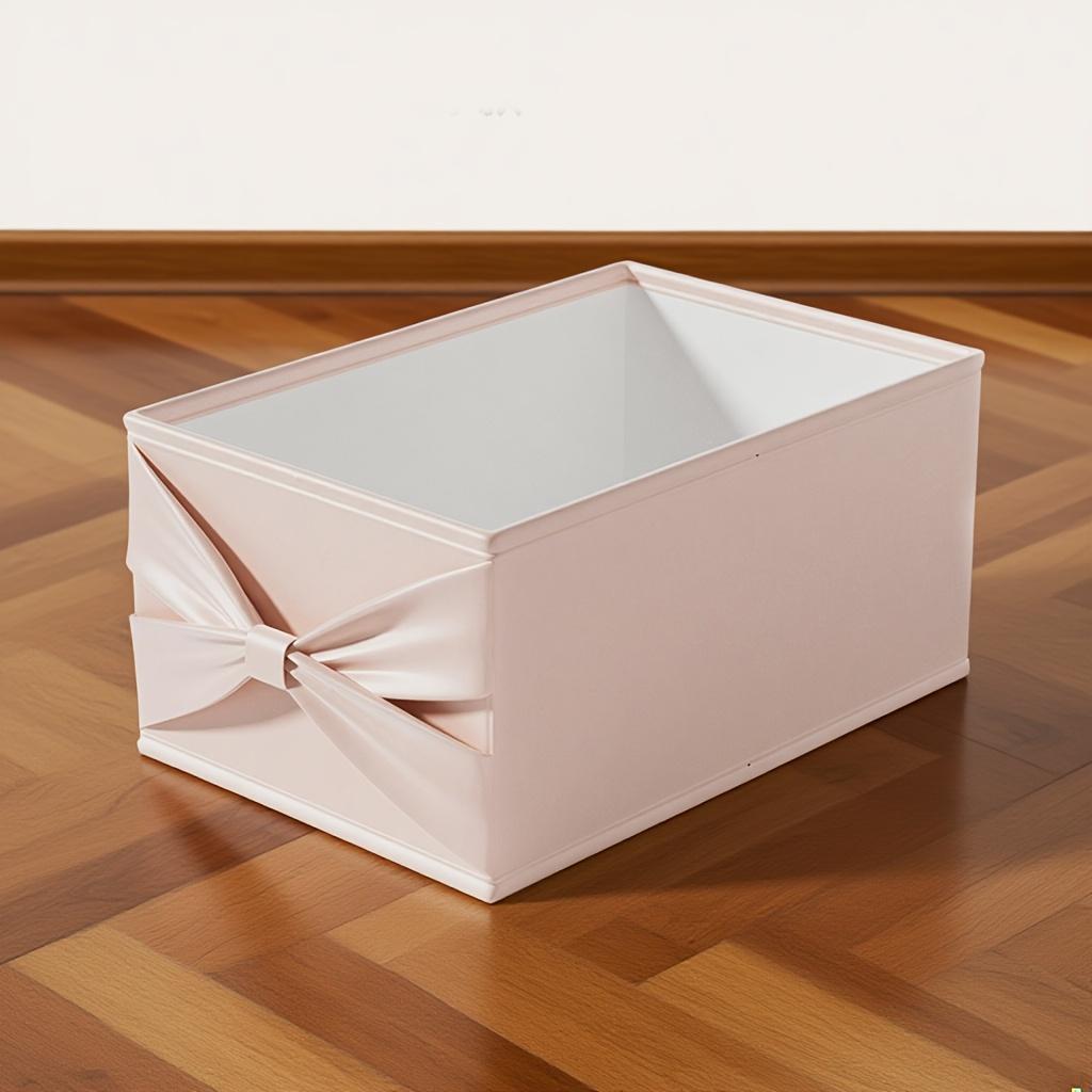 High qualityMinimalist Light Pink or Blue Storage Organizer Box with Elegant Bow - Multi-Grid Closet, Dresser, Dorm Organizer - Open Compartments for