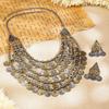 Oxidised  Multilayer Coin Statement Necklace Set for Women – for Festive & Ethnic Looks