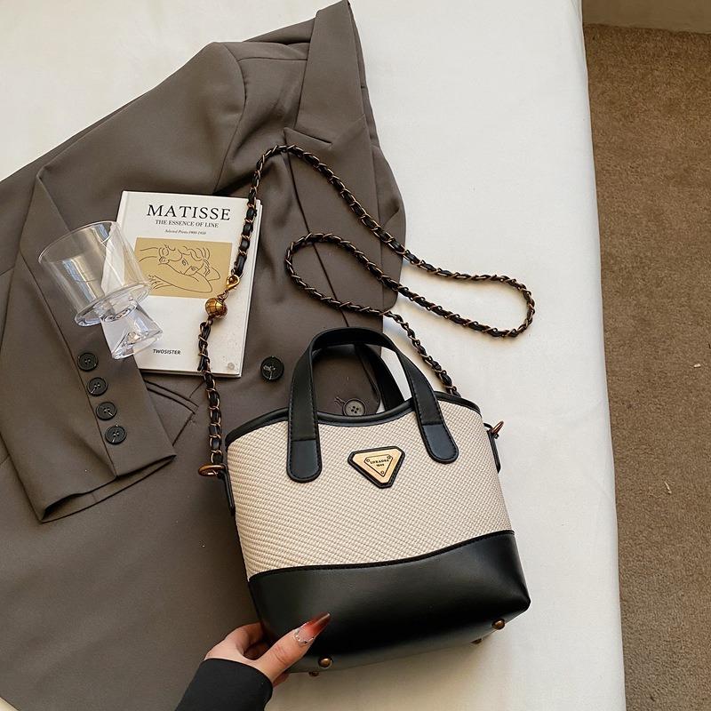Fashion Contrasting Color Bucket Bag Spring New Trend Fashion Shoulder Bag Versatile Casual Messenger Bag