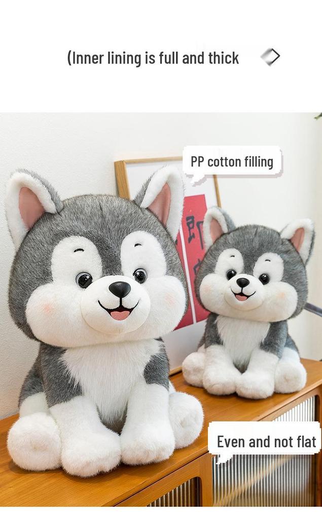 Cross-border Sitting Husky Plush Toy - Smiling Dog Doll for Kids' Birthday Gift
