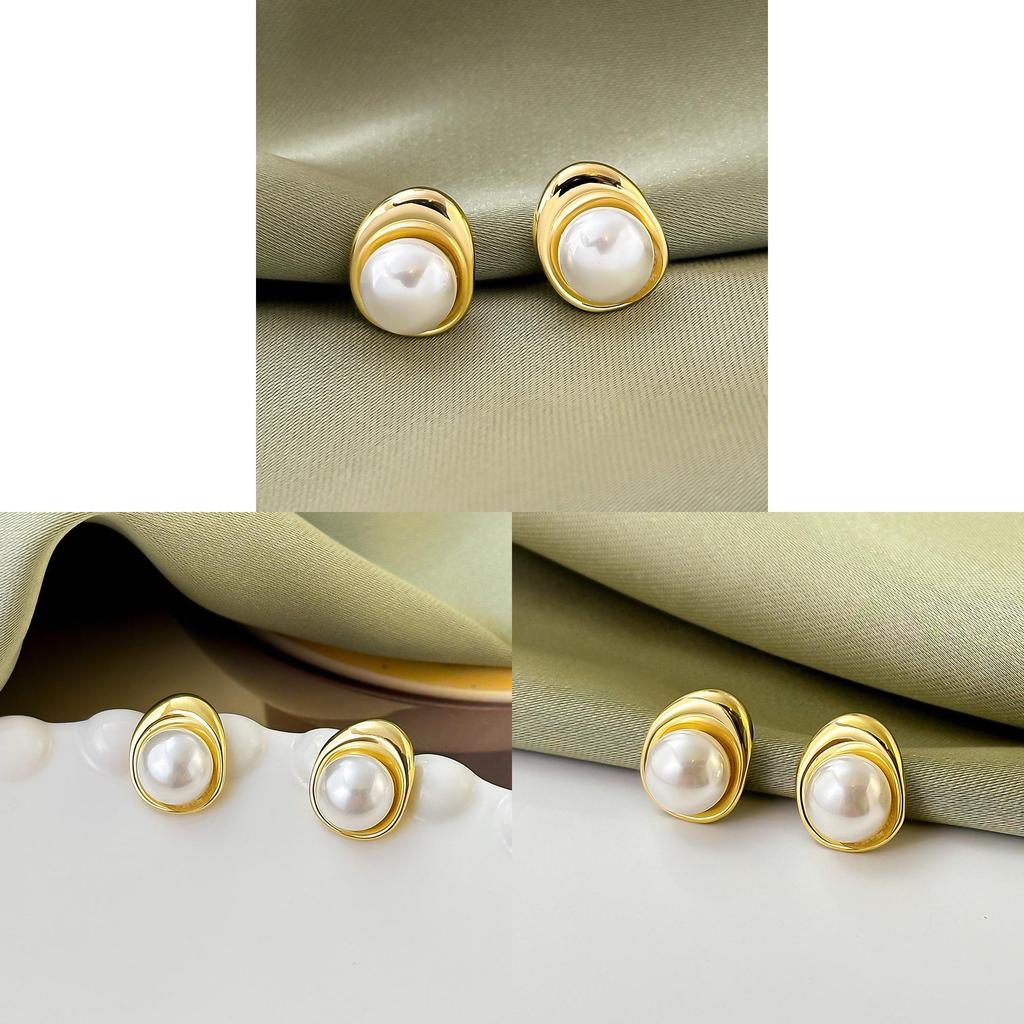 Copper Drop Pearl Earrings With Elegant Design For Female Fashion Accessories
