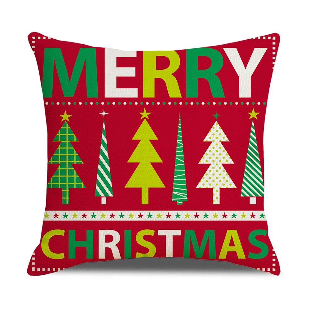 

Новый Домашний Декор Рождественская Льняная Наволочка Мультяшная Рождественская Елка Чехол на Подушку для Дивана Наволочка 45 * 45Cm (excluding pillow core)