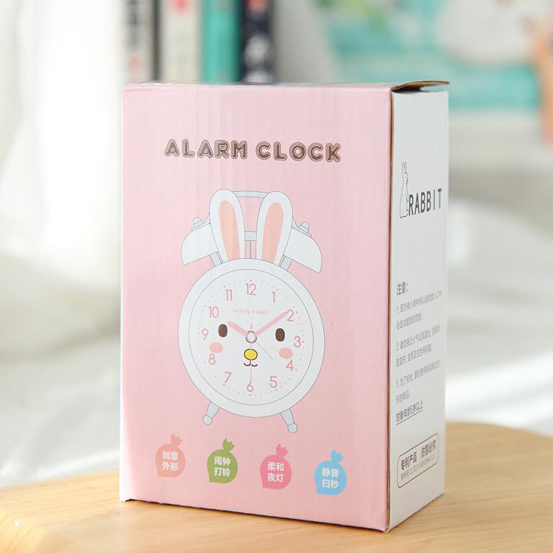 Ringtone Sounds Loudly Children's Bedside Luminous and Silently Cartoon Frosted Rabbit Ringing Alarm Clock When Walking on The Bedside