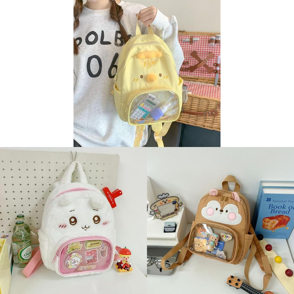 Plush Chick Cartoon Backpack For Girls With Large Capacity And Breathable Comfort