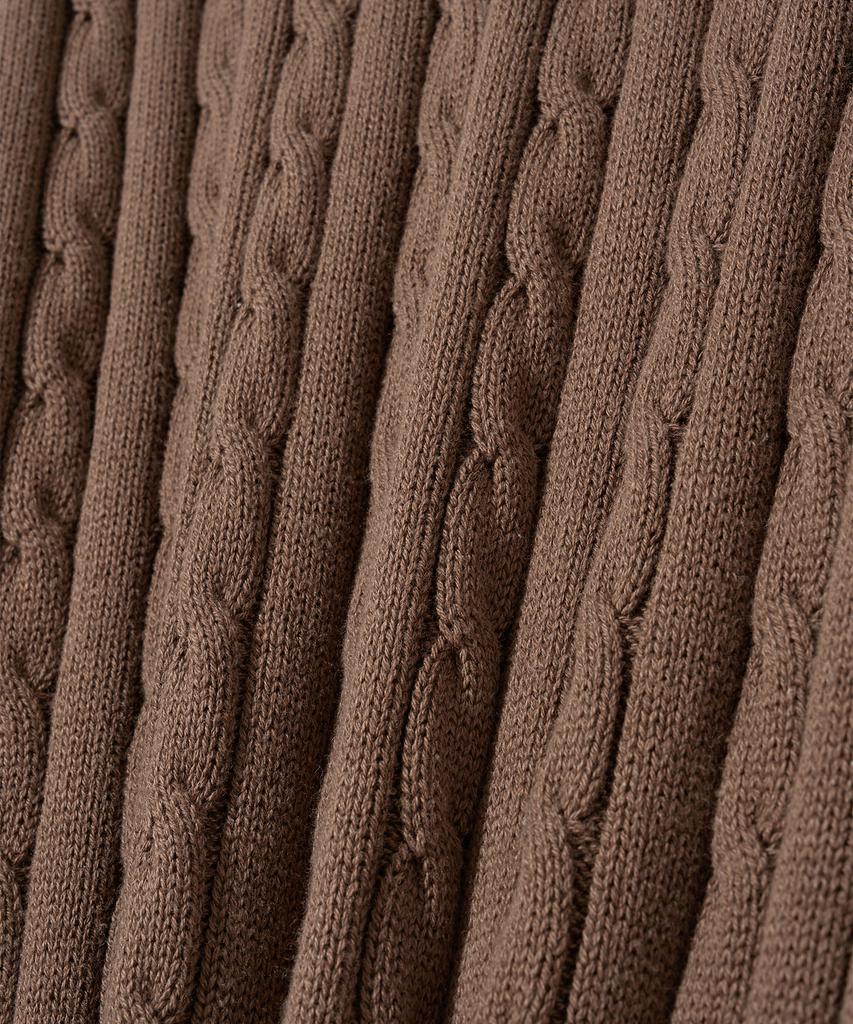 YALE Y Logo Cable Round Knit Brown