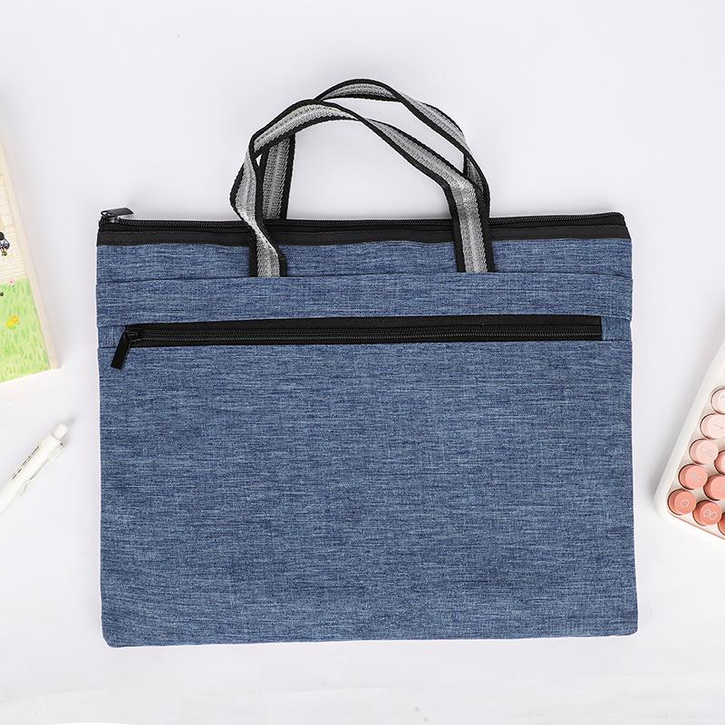 

Dual Layer Oxford Business Briefcase: Lightweight, Durable Document Storage Bag with Double Zippers. синій