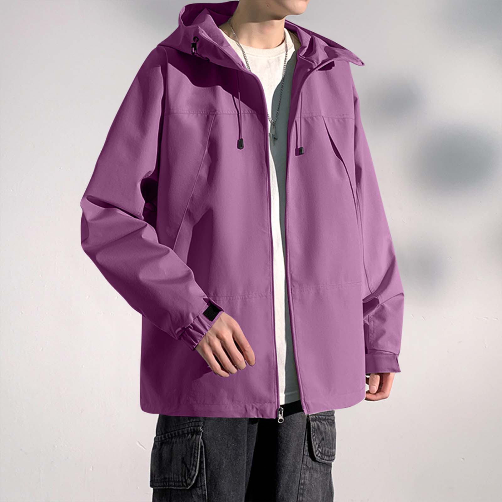 

Men s Solid Color Outdoor Jacket Couple s Casual Sports Mountaineering Workwear Jacket XL