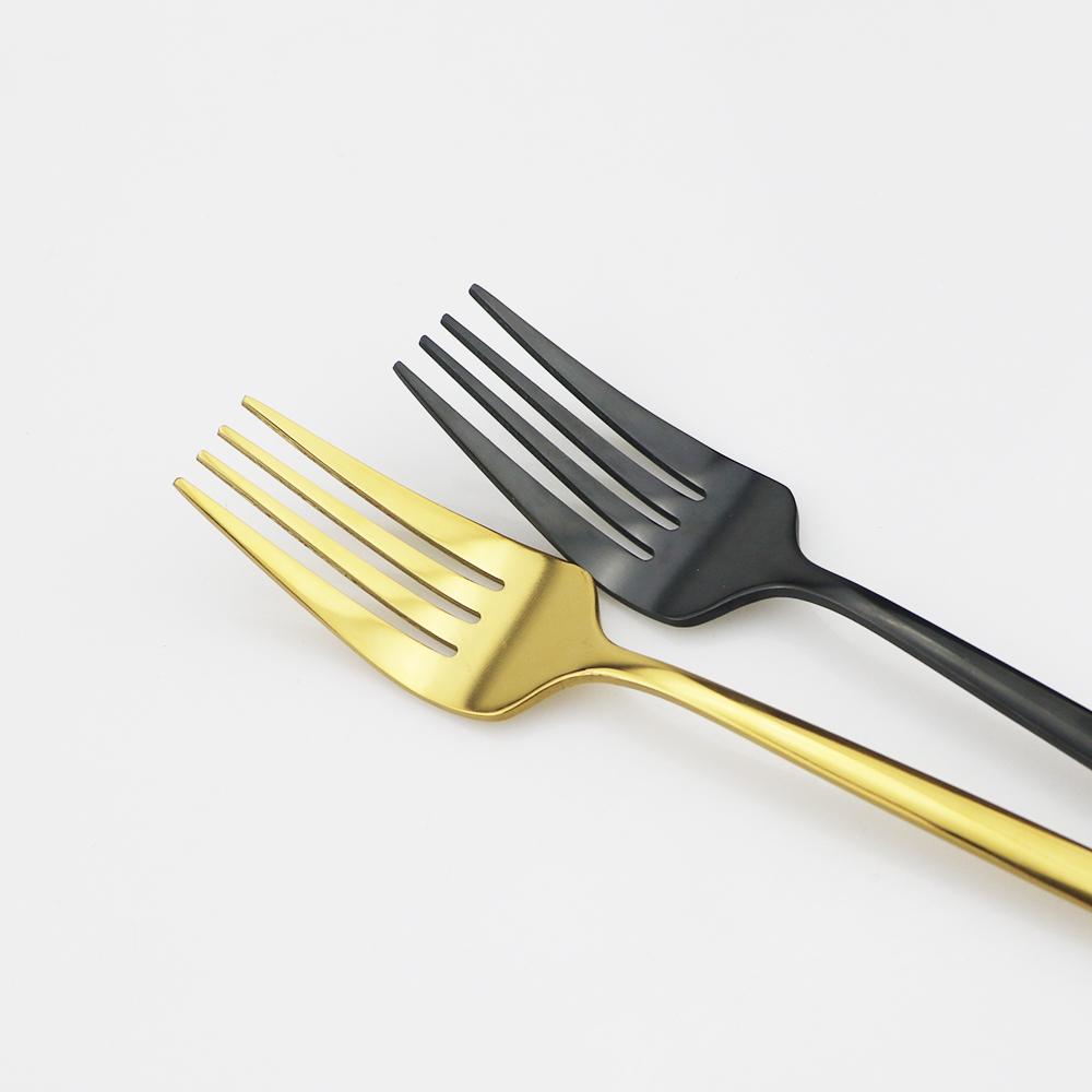 6pcs/Set Black Gold Dessert Fork Set Mirror Stainless Steel Colorful Fork Set Tableware Cutlery Set Home Party Kitchen Tableware