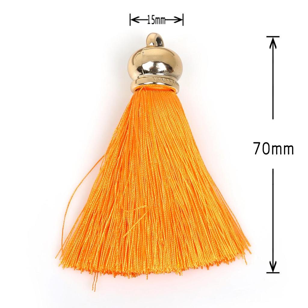 2Pcs Mix Color Silk Satin Tassel Charm Necklace Earring Findings Tassels For Jewelry Making Gold Caps Mob Straps