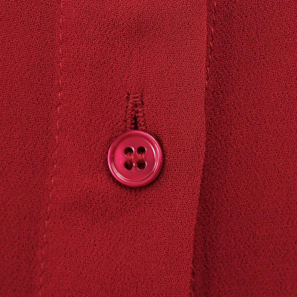 European & American Style Women's Red Bow Long Sleeve Stand Collar Shirt