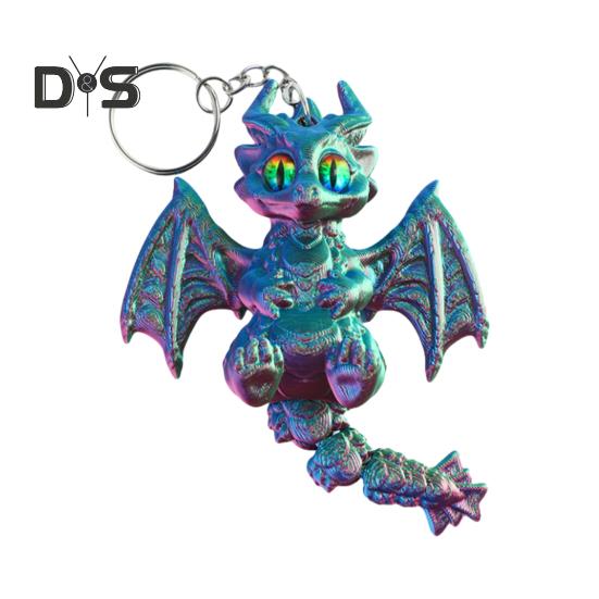 3D tištěná klíčenka s dračími křídly a pohyblivým ocasem, taška, zavazadla, školní aktovky, interiér auta