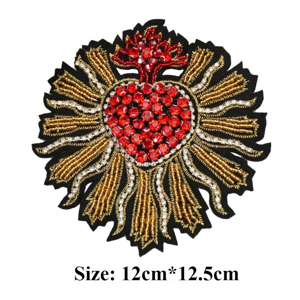 Large Handmade Bead Embroidered Red Heart-shaped Cloth Sticker, Fashionable DIY Clothes, Pants and Jackets Decorative Decals