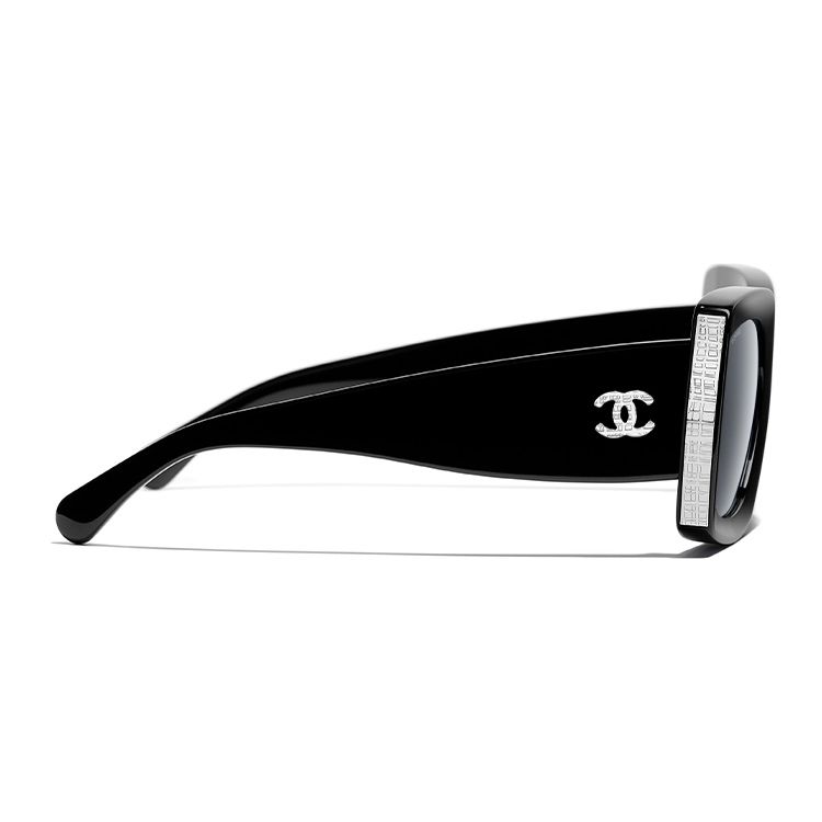 Chanel Rectangular Gradient Square Sunglasses Men Sunglasses Black Silver CH5435-C501/S4