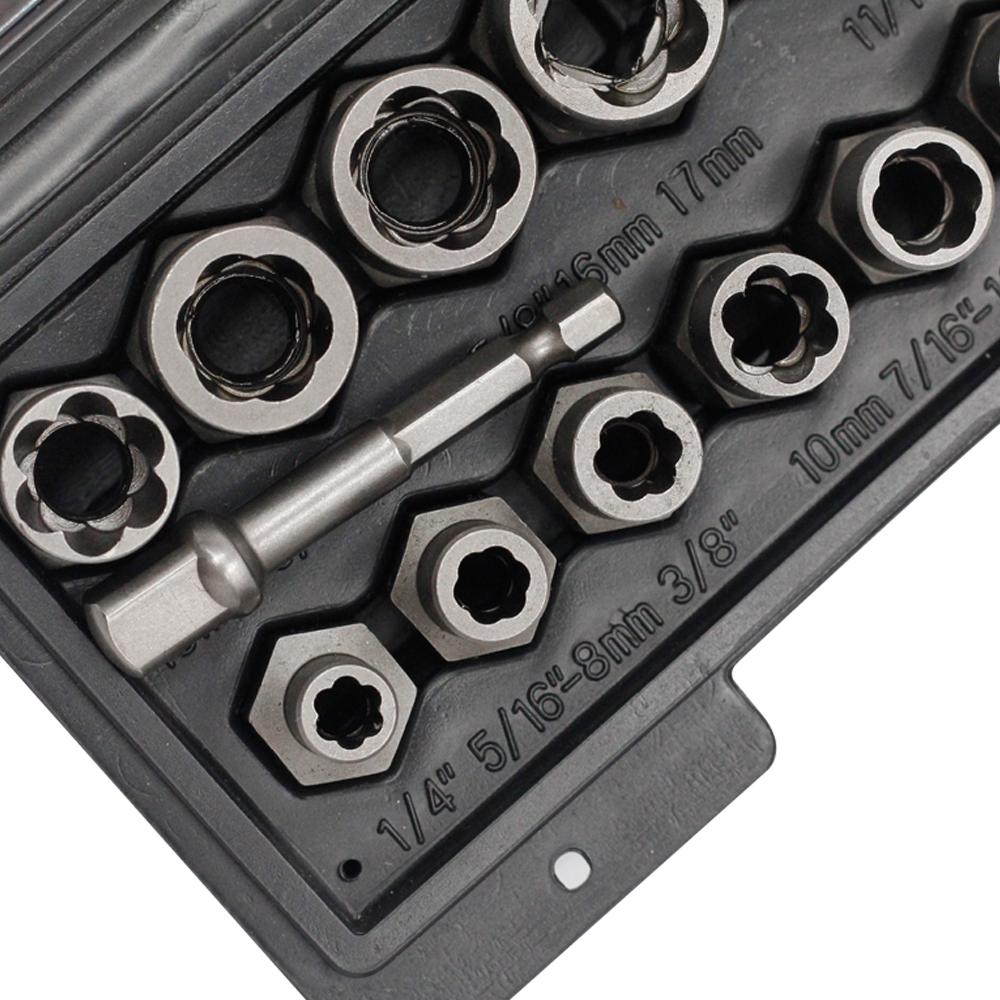 14pc damaged nut extractor slip tooth sleeve damaged screw nut removal tool accessory set