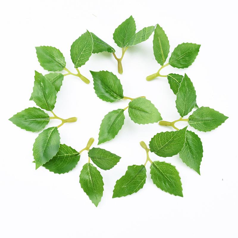 40pcs Plastic Roses Leaves Wholesale Christmas Decorative Flowers Wreaths Home Decor Wedding Gifts Candy Box Artificial Plants