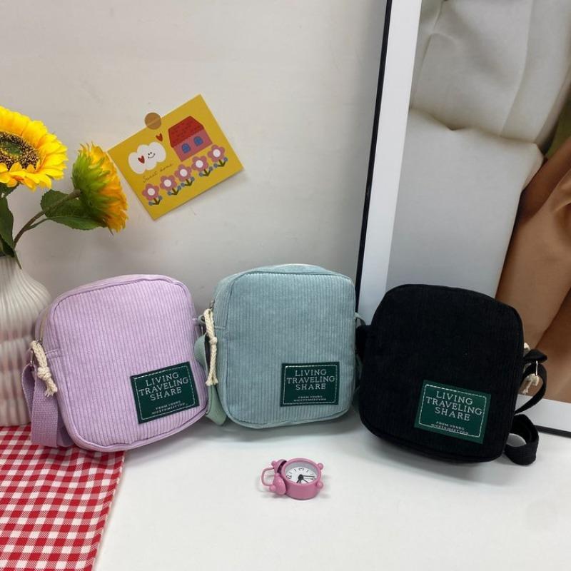 New retro versatile corduroy women's bag corduroy cloth bag striped shoulder messenger bag