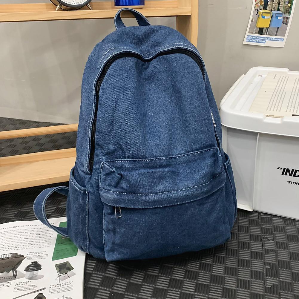 Plecak dla Kobiet Mężczyzn Wielokieszeniowy Torba Szkolna Dżinsowy Zamek Błyskawiczny Retro Plecak Plecak Dzienny Podróżna Torba na Siłownię