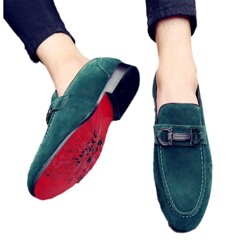 Large size spring men's matte surface small leather shoes casual shoes single shoes lazy one pedal Doudou shoes trendy men's shoes